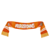 Oranger Fanschal mit weißen Streifen, Logos an den Enden und dem Schriftzug „#BURGERPOMMES“ in Weiß.