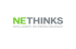 Nethinks Logo: "Nethinks" in Grün und Grau, darunter "INTELLIGENTE NETZWERKLÖSUNGEN" auf dunklem Hintergrund