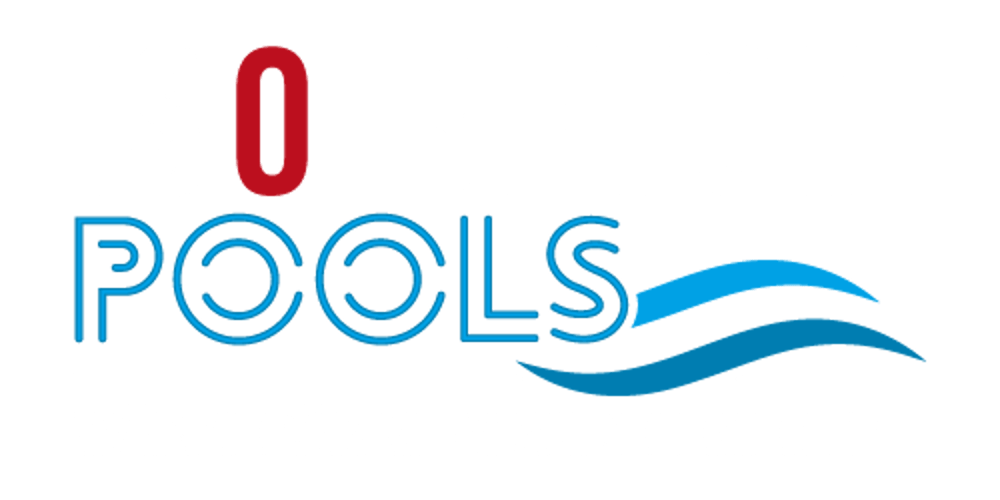 ISO BETON POOLS Wärmedämm-Wandelemente Logo mit blauen Wellen und rotem "O".