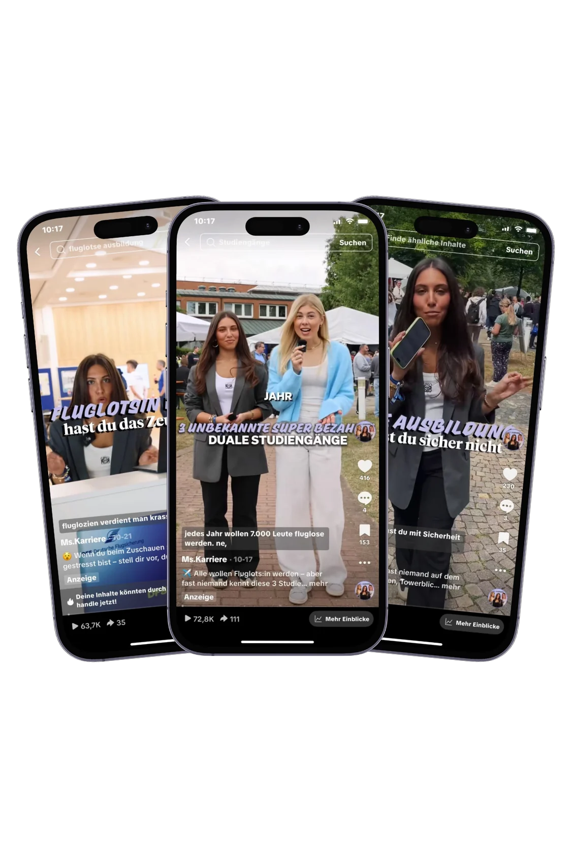 Drei Videos der Kampagne für die Deutsche Flugsicherung auf Smartphones