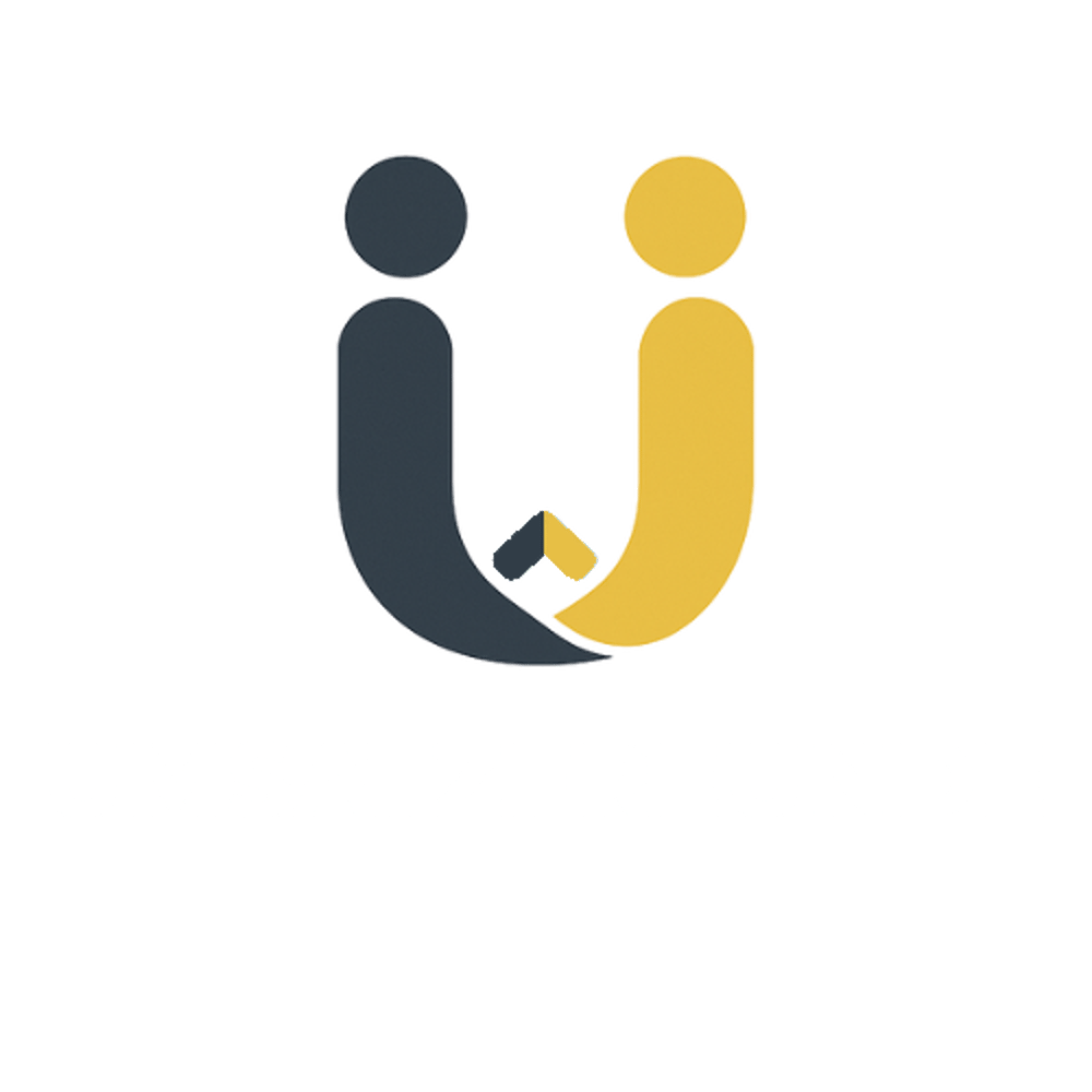 Zwei stilisierte Personen in Blau und Gelb bilden ein "U", darunter der Text "UMSATZFREUNDE".