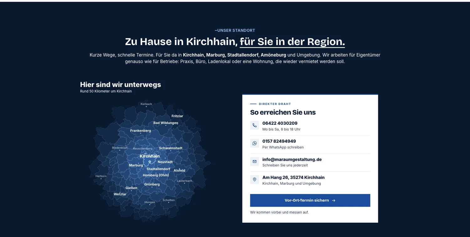 Standort-Karte von MA Raumgestaltung mit Kirchhain und Umgebung