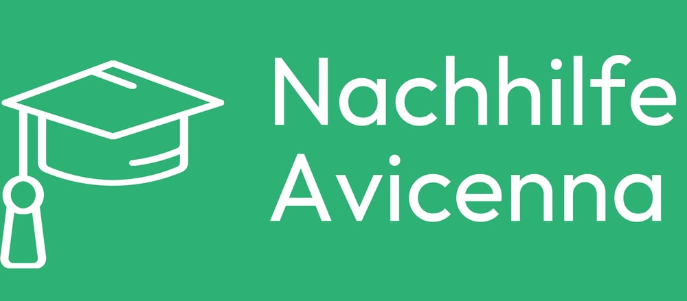 Grünes Rechteck mit weißer Umriss-Doktorhut-Ikone und Text "Nachhilfe Avicenna".