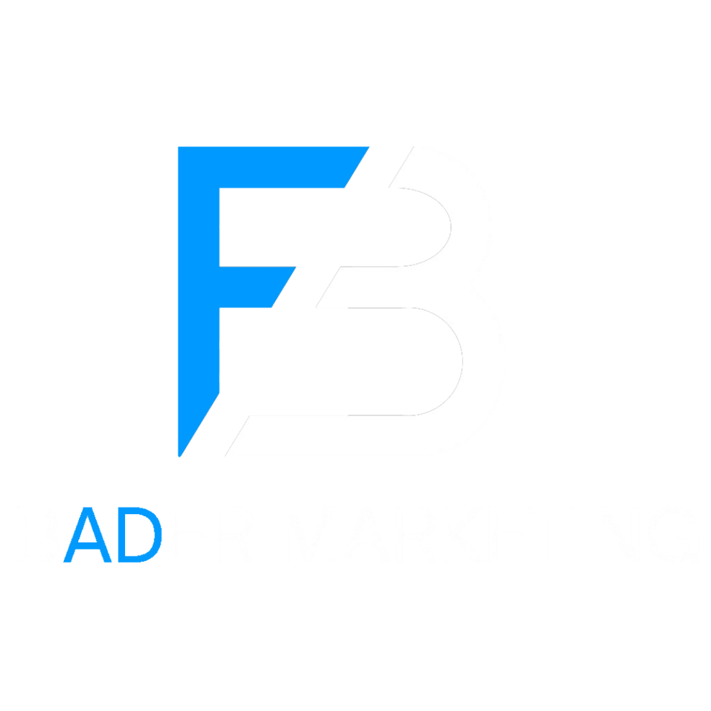 Logo: Blaues F und weiße 3 mit dem Text "BADER MARKETING" darunter.