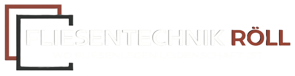 Logo "Fliesentechnik Röll - Wo Fliesenlegen Leidenschaft ist" mit zwei ineinander verschlungenen Quadraten.