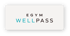 Logo von EGYM Wellpass mit schwarzer Schrift und türkisfarbenem "WELL" auf weißem Hintergrund.