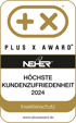 Plus X Award Logo: Neher, höchste Kundenzufriedenheit 2024, Insektenschutz, www.plusxaward.de