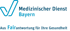 Logo des Medizinischen Dienst Bayern mit Slogan "Aus Fairantwortung für Ihre Gesundheit".