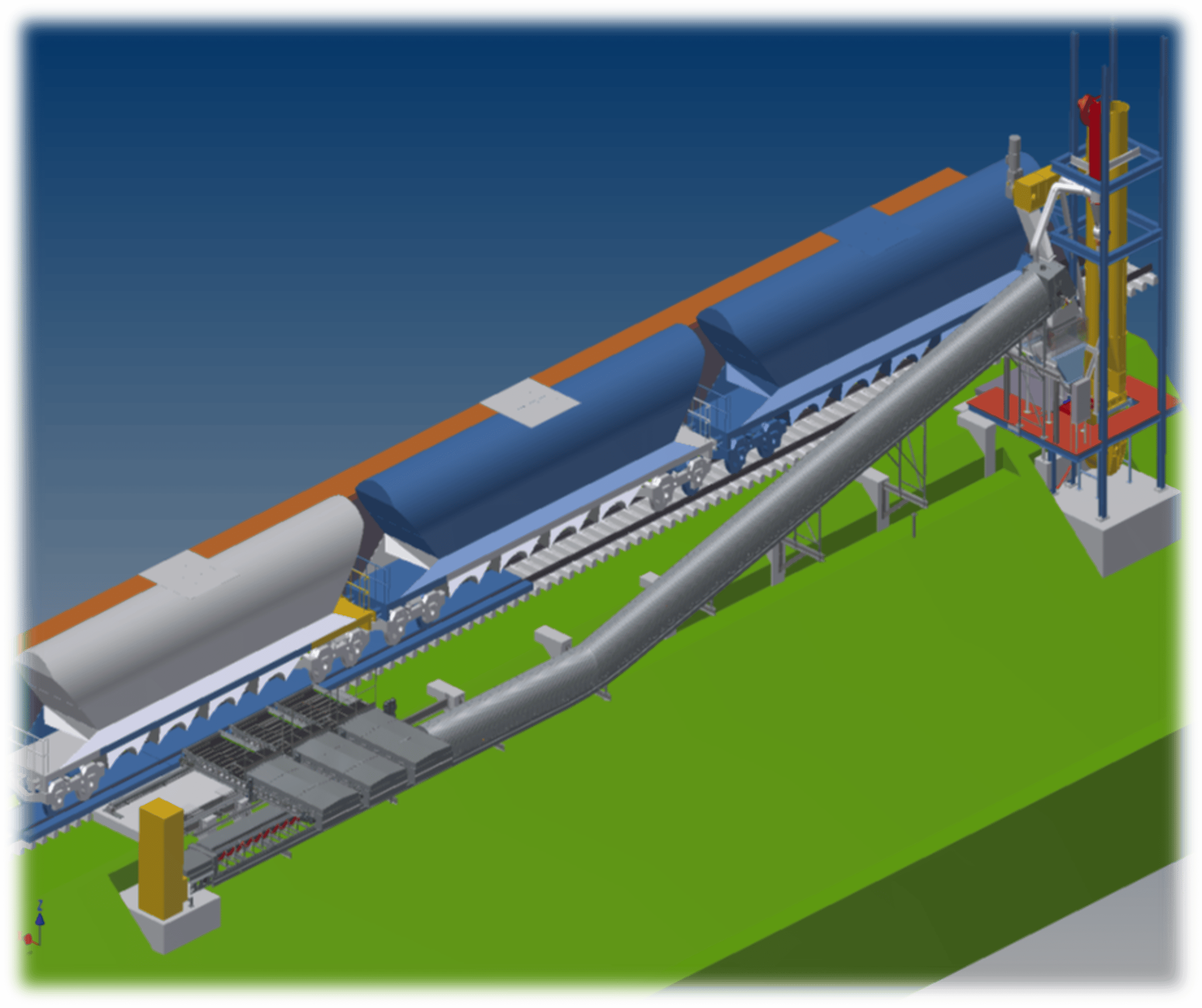 3D model of a wagon unloading system
