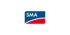 Logo der SMA mit weißem Text auf blauem und rotem Hintergrund.