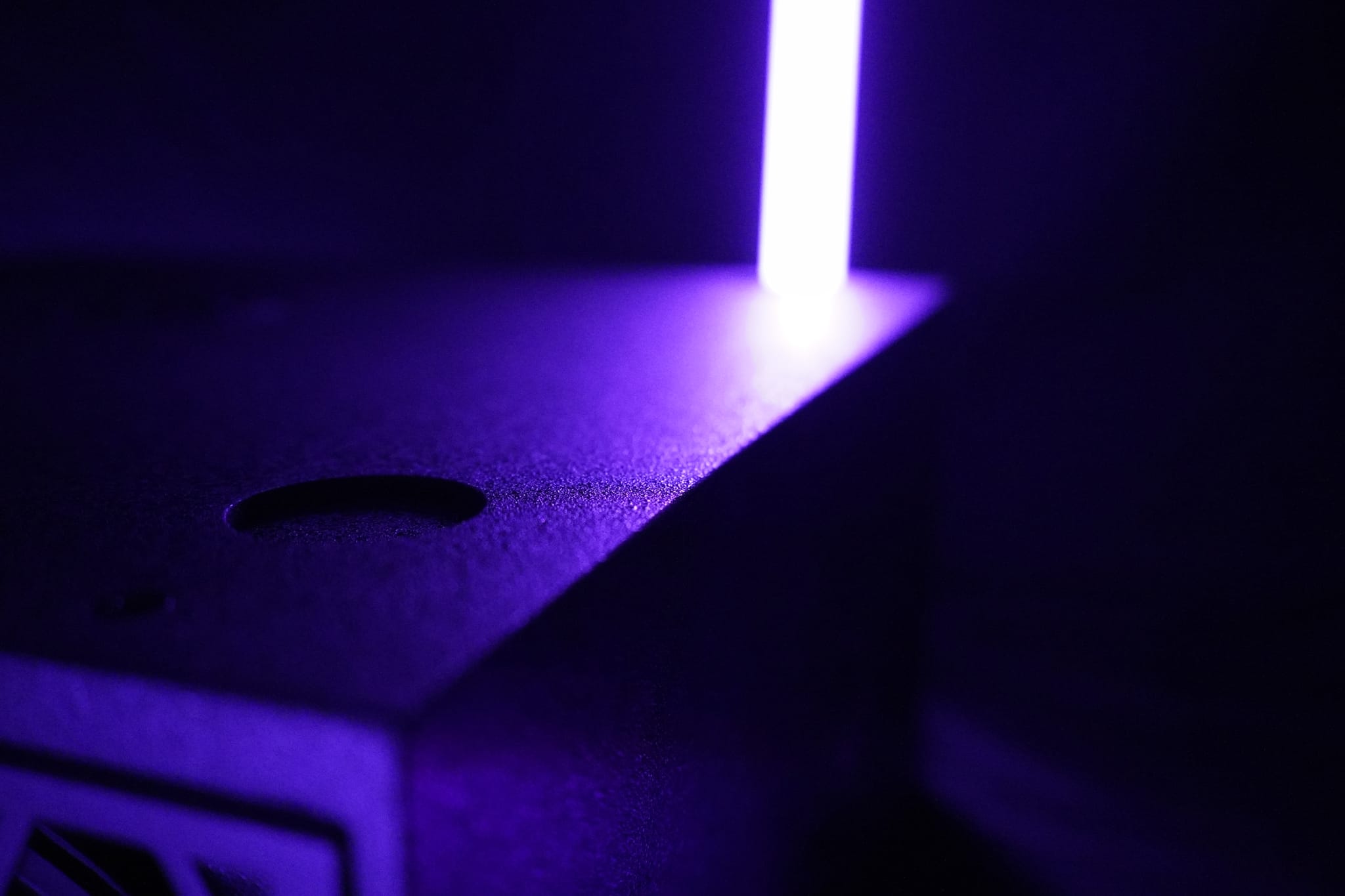 Detail of the screwed cabinet edge with vent opening