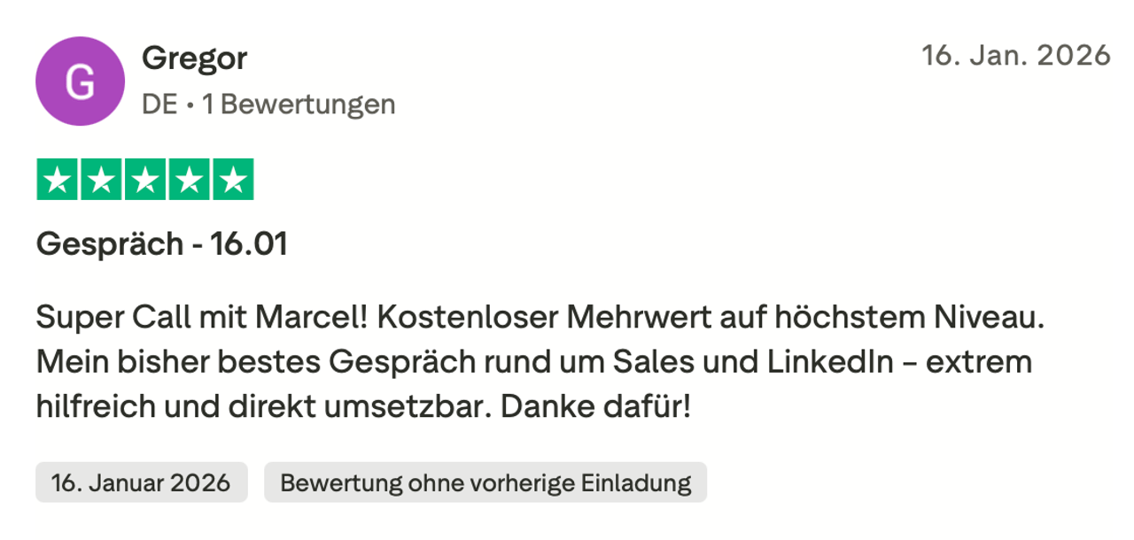 Trustpilot-Rezension von Gregor