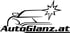 Schwarze Umrisszeichnung eines Autos mit einem Lichtblitz und dem Text "AutoGlanz.at".
