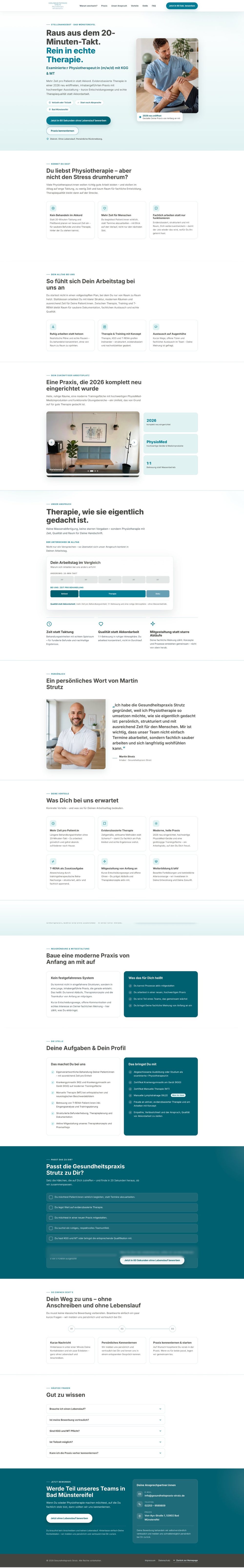 Komplette Karriereseite der Gesundheitspraxis Strutz