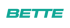Türkisgrüner "BETTE"-Schriftzug auf dunkelgrünem Hintergrund.