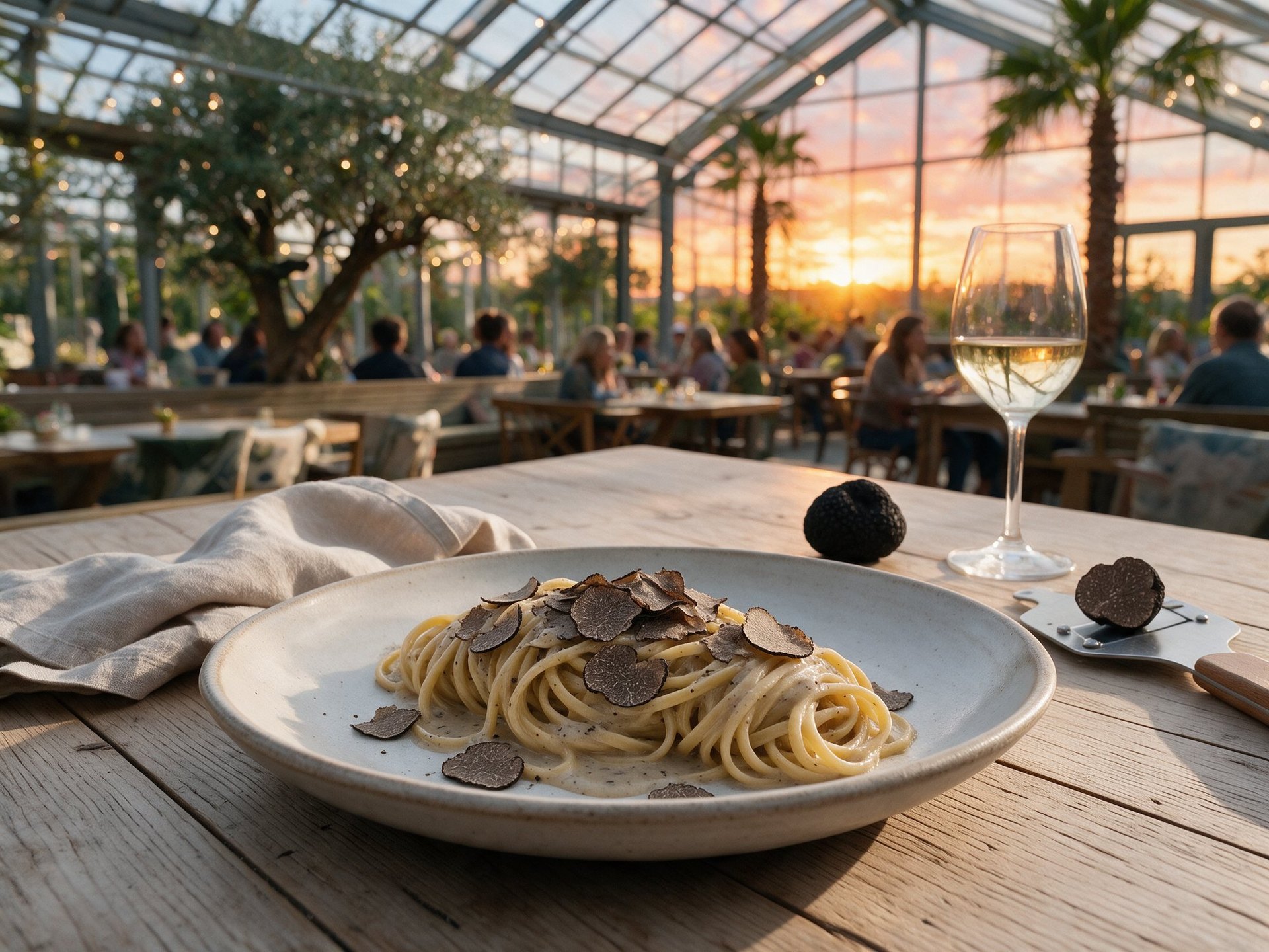 Linguine in Trüffelsauce mit frisch gehobeltem Trüffel