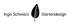 Ingo Schwarz Gartendesign Logo mit schwarzem Blatt in der Mitte.