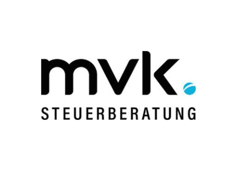 MVk Steuerberatung Logo mit einem kleinen, blauen Kreis rechts neben dem "k".