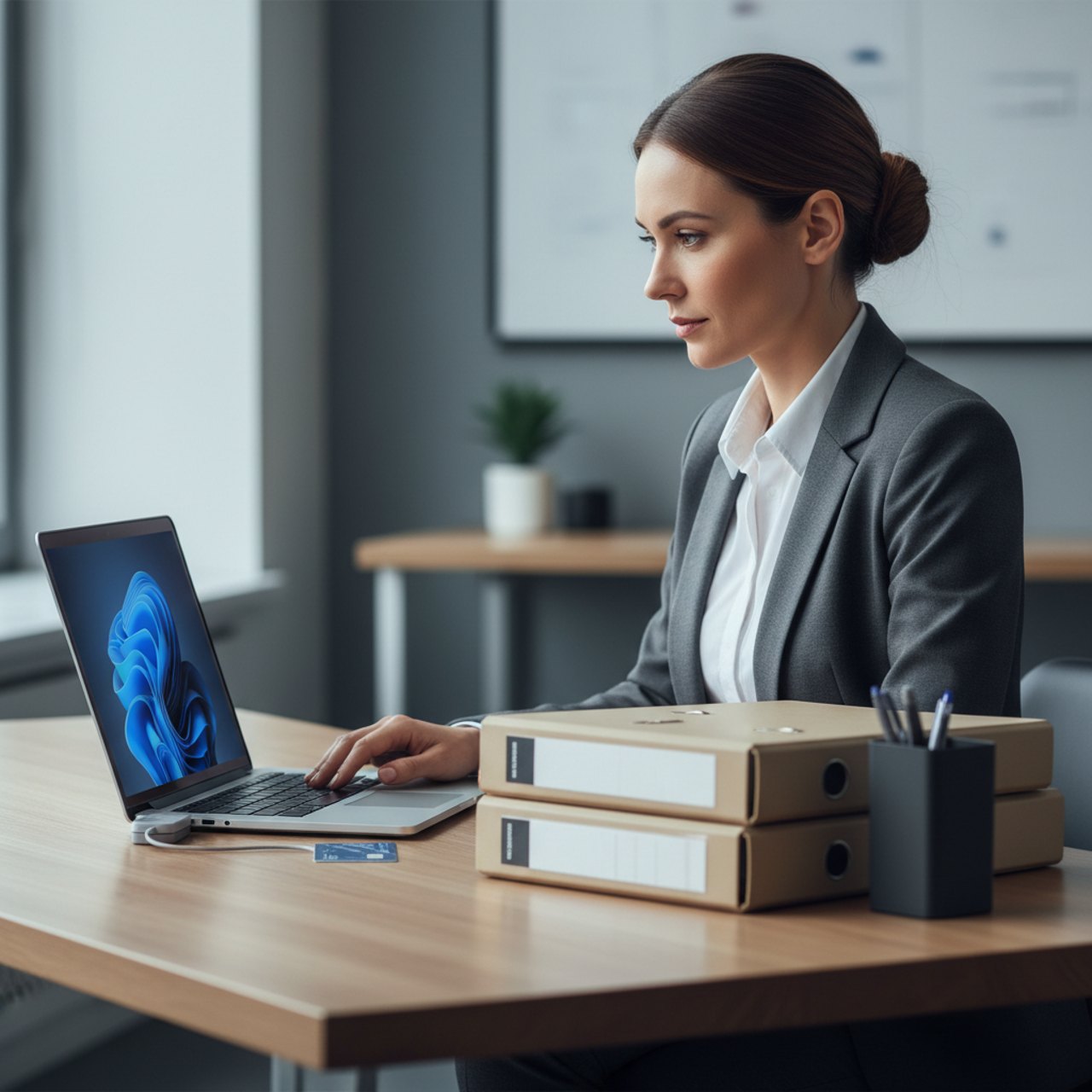 Arbeitsplatz mit Kanzleisoftware und Kartenleser