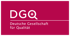 Logo der Deutschen Gesellschaft für Qualität: „DGQ+“ und „Deutsche Gesellschaft für Qualität“ auf magentafarbenem Hintergrund.