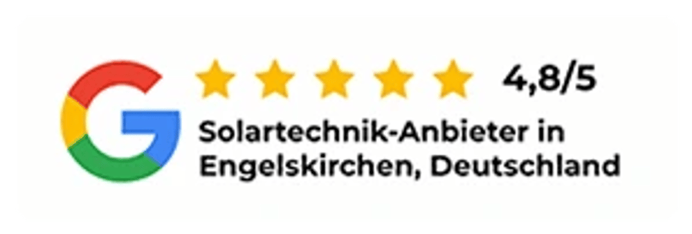 Google-Bewertung: 4,8 von 5 Sternen für Solartechnik-Anbieter in Engelskirchen, Deutschland.