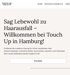 Text "Sag Lebewohl zu Haarausfall – Willkommen bei Touch Up in Hamburg!", "Kontakt"