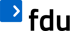 Logo der fdu mit einem blauen quadratischen Icon, einem weißen Pfeil nach rechts und dem schwarzen Schriftzug fdu.