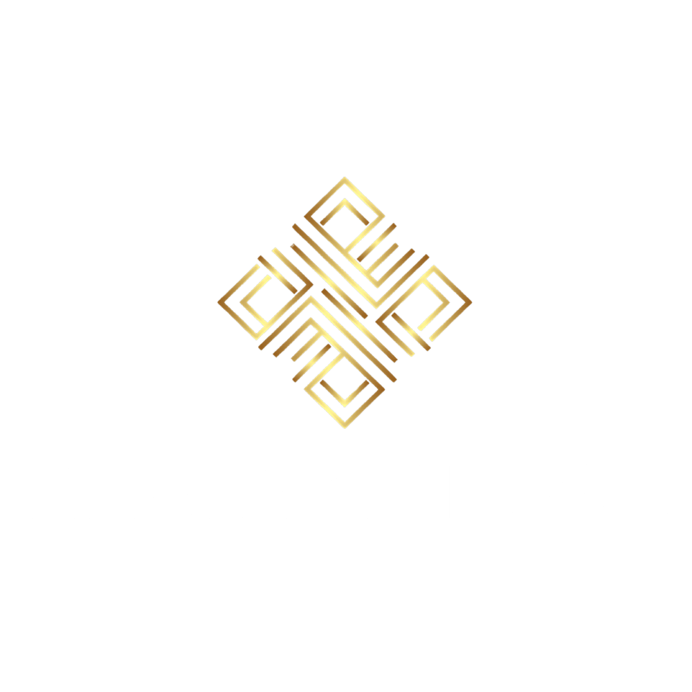 Goldenes abstraktes Logo über dem Text "READY2CLOSE" auf grünem Hintergrund.