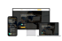 Modernes Webdesign für ein Umzugsunternehmen, dargestellt in einem perspektivischen Mockup mit Laptop, Tablet und Smartphone – responsives Layout mit dunklem Design, umgesetzt von Pixelflow Webdesign.