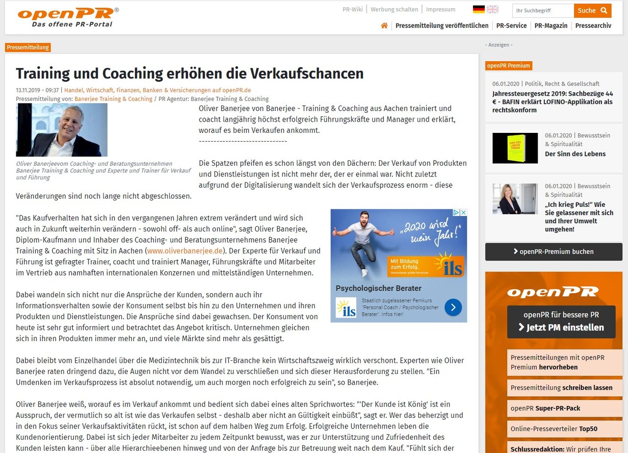 Training und Coaching erhöhen die Verkaufschancen