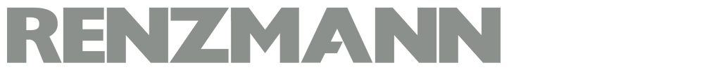 Grauer "RENZMANN" Schriftzug auf grünem Hintergrund.