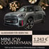 Grauer MINI JCW Countryman mit schwarzem Dach und roten Akzenten; Text: "ALLROUNDER FÜR JEDEN TAG MINI JCW COUNTRYMAN 1.243 € brutto/Monat"