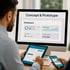 Ein Pflegefachpersonal testet den Prototyp seines neuen CRMs