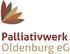 Logo: Buntes Blattfächer-Symbol, darunter "Palliativwerk Oldenburg eG" in Rot und Beige.