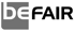 Logo mit "be" in Weiß auf grauem Rechteck und "FAIR" in Schwarz auf weißem Hintergrund.