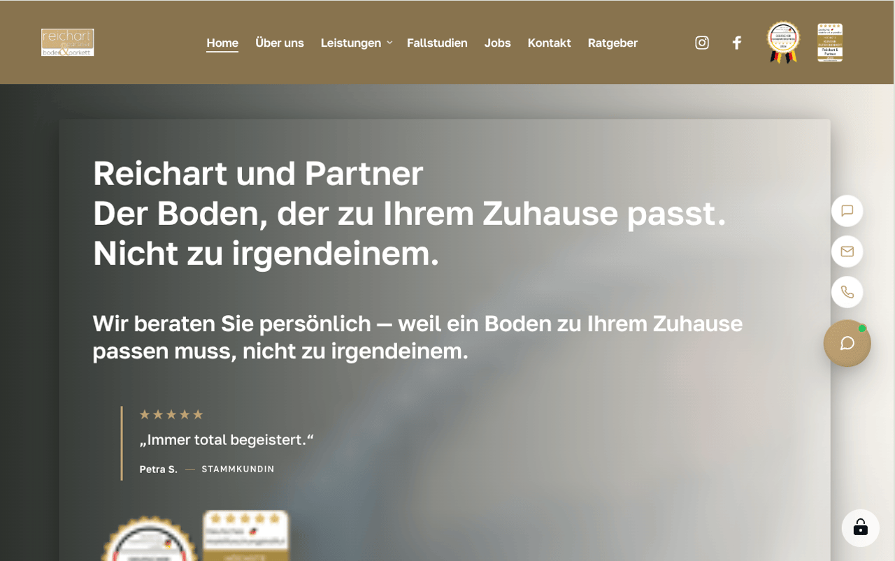 Startseite der Website von Reichart & Partner aus Brannenburg