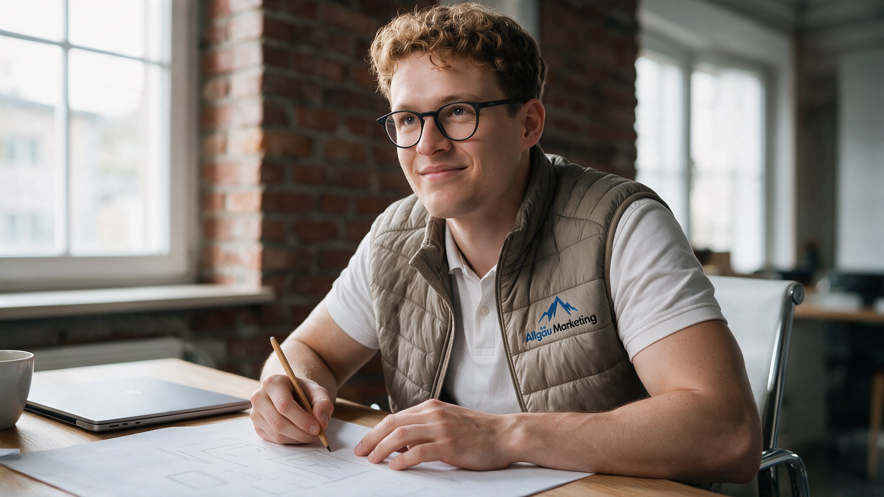 Oliver Schönemann von Allgäu Marketing skizziert den Aufbau einer Startseite