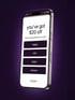Smartphone zeigt Bildschirm mit "you've got $20 off", darunter Auswahlknöpfe für Stimmungen: happy, sad, angry, relaxed.
