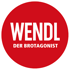 Roter Kreis mit weißem Text "WENDL DER BROTAGONIST".
