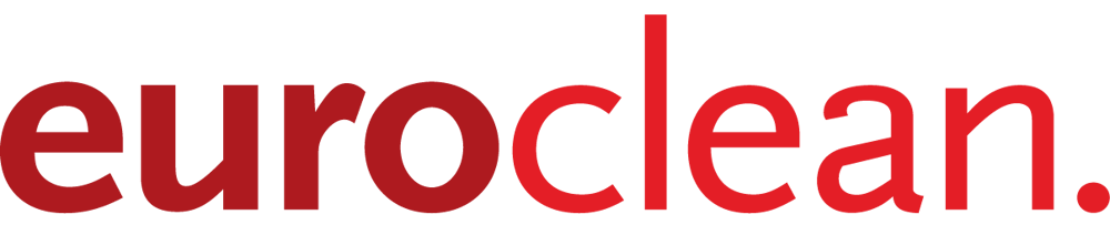Roter Text "euroclean." auf dunkelgrünem Hintergrund.