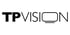 TP Vision Logo mit stilisiertem Fernseher anstelle des Buchstabens O.