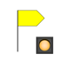 Gelbe Flagge und gelbe Ampel auf dunklem Hintergrund.