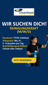 Cleanteam-Logo, Frau in Arbeitskleidung mit Sprühflasche und Lappen, Text: "WIR SUCHEN DICH! REINIGUNGSKRAFT (M/W/D)".