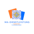 Logo von MA-Dienstleistung Fliesenleger mit drei Kacheln in Orange, Blau und einem weiß-blauen Ornamentmuster.