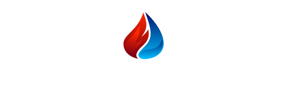 KNORR SANITÄR & HEIZUNG Logo mit roter Flamme und blauem Wassertropfen auf dunkelgrünem Hintergrund.