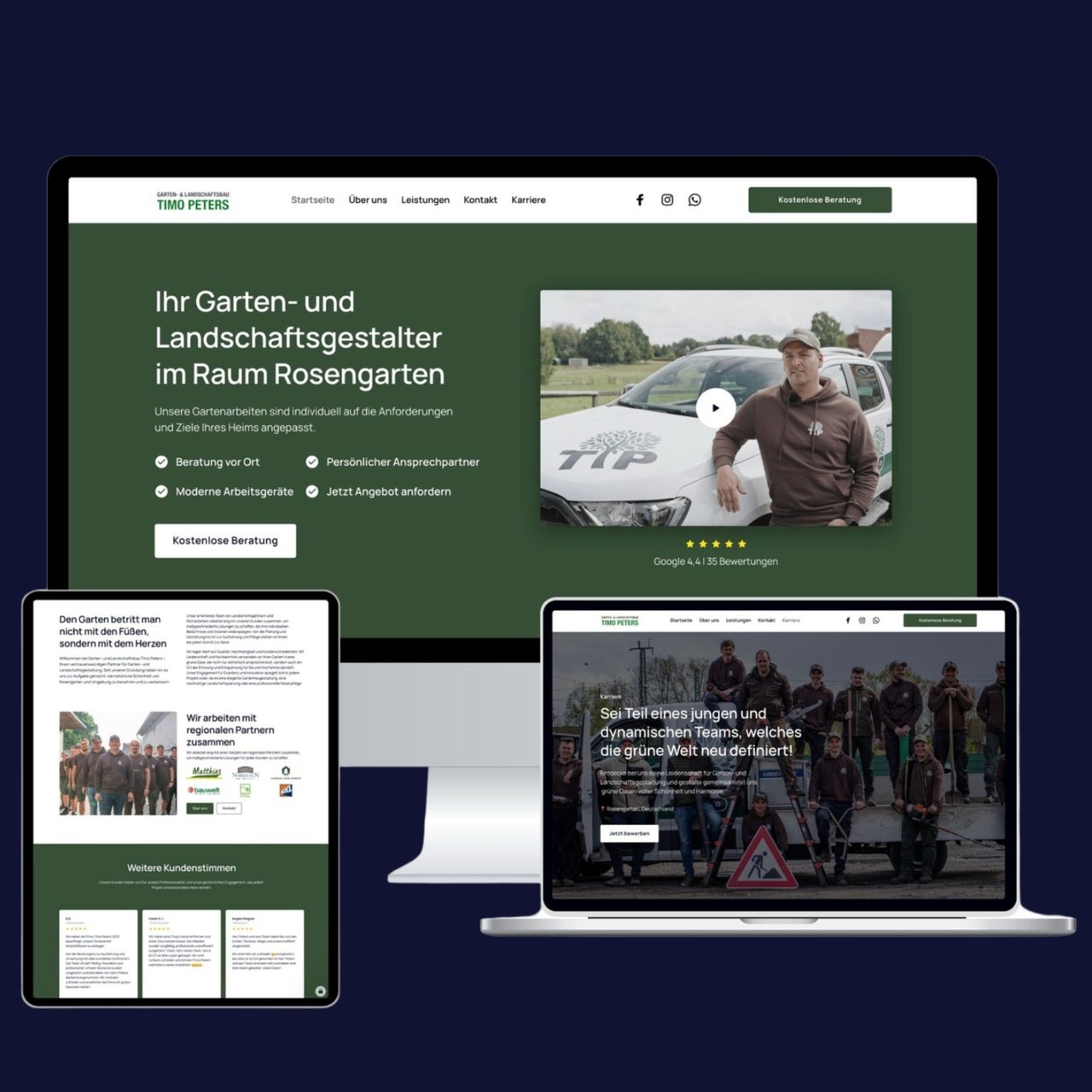Webseite Galabau Timo Peters – Referenzprojekt für Garten- und Landschaftsbau mit lokalem SEO und Anfragengenerierung