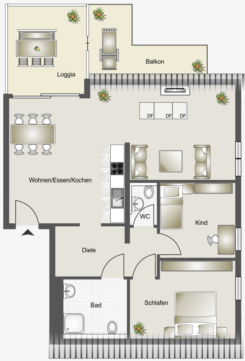 Dreizimmer-Wohnung
