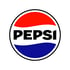 Rundes Pepsi-Logo mit rotem Oberteil, blauem Unterteil und dem schwarzen Schriftzug Pepsi auf weißem Mittelstreifen.