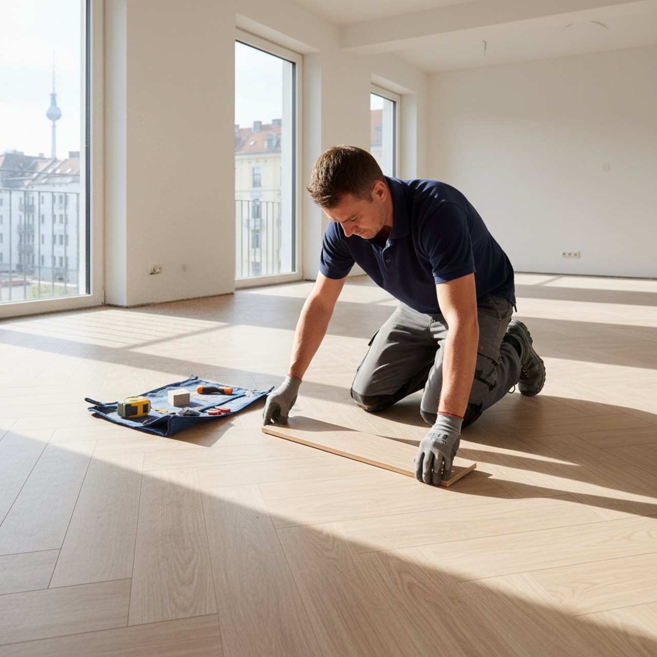Bodenleger bei der Arbeit