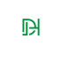 Grünes DH-Monogramm über dem weißen Text "DeinHolzbau" auf dunkelgrünem Hintergrund.